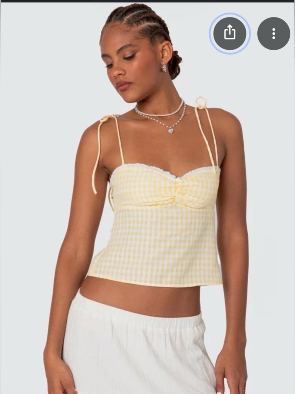 NWT Edikted Billie Open Toe Back Yellow Gingham Size M